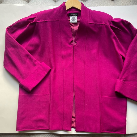 Perruzza Pure Virgin Wool Jacket  vintage Magenta Pink Cropped Italian Blazer - Picture 8 of 11
